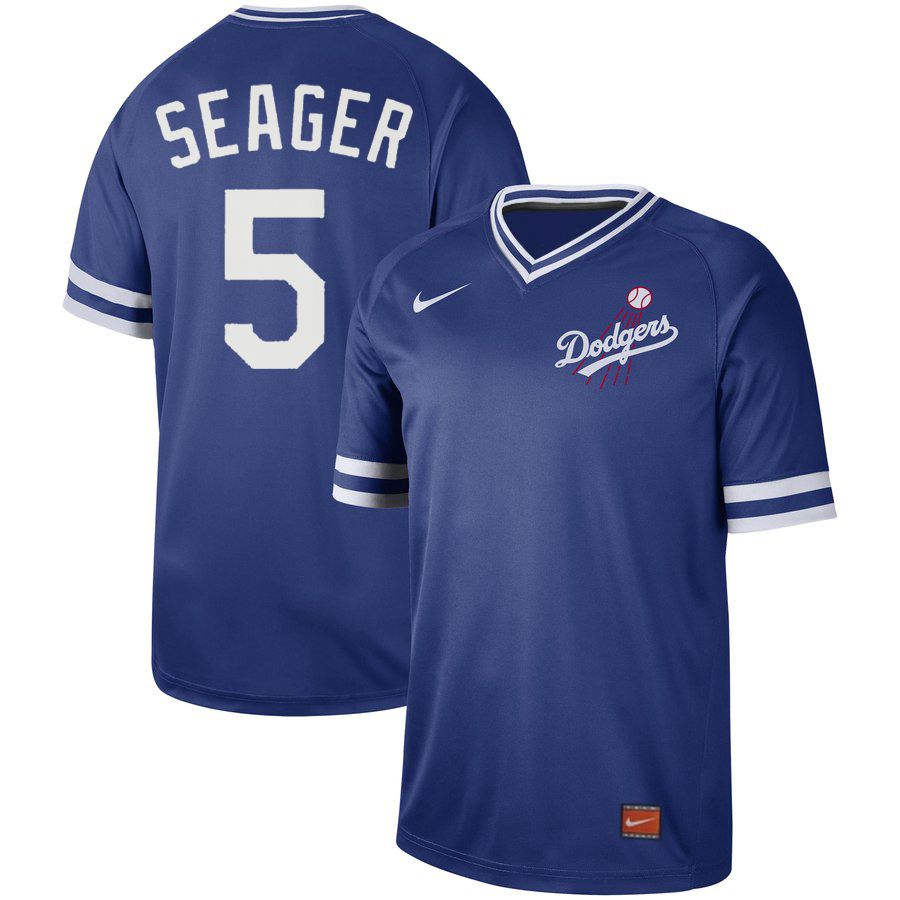 Men Los Angeles Dodgers #5 Seager Blue Nike Cooperstown Collection Legend V-Neck MLB Jersey